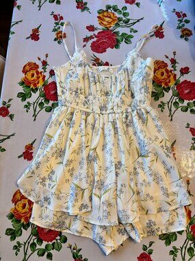 Altar's State White Floral Mini Romper Size Medium